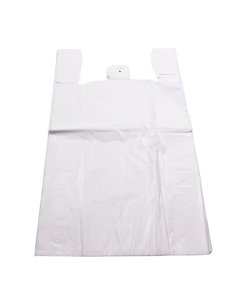 16"X8"X30" 16 microns Jumbo White Plain T-Shirt Bag White Packed 500 /cs