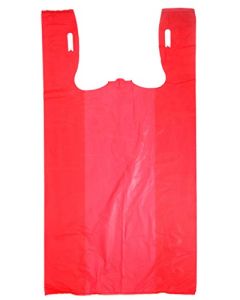 11.5"X6"X21" 1/6 BBL 13 microns Self Opening Easy Open System Red Plain Embossed T-Shirt Bag Red Packed 1000 /cs