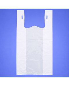 11.5"X6"X21" 1/6 BBL 13 microns Self Opening Easy Open System White Plain Embossed T-Shirt Bag White Packed 200 /cs
