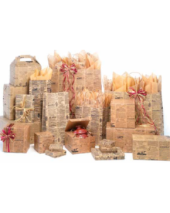 Tan Newsprint Shopping Bags