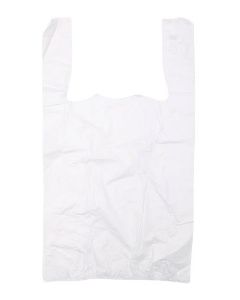 11.5"X6"X21" 1/6 BBL 13 microns Self Opening Easy Open System Economy 'Thank You' White T-Shirt Bag White Packed 800 /cs