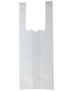 11.5"X6"X21" 1/6 BBL 13 microns Self Opening Easy Open System Economy 'Thank You' White T-Shirt Bag White Packed 500 /cs