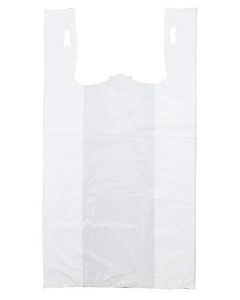 11.5"X6"X21" 1/6 BBL 18 microns Self Opening Easy Open System Heavy Duty Italic 'Thank You' Print White Embossed T-Shirt Bag White Packed 600 /cs