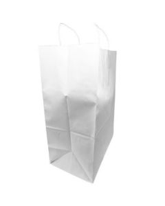 10"x5"x13" 60 LB Weight basis (90 GSM strong). Twisted Handle. Packed in cases. Earth Friendly Paper Bags. 100% Recyclable. Strong Twisted Paper Handles. White Paper Packed 250 /cs