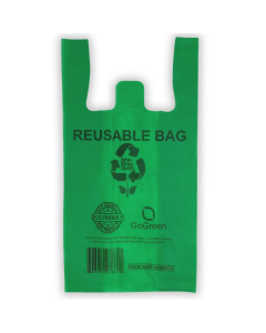 12x7x22" 45 GSM Green Non-Woven Reusable T-Shirt Bag 100/cs