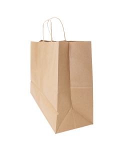 16"x6"x12" 74 LB Weight basis (110 GSM strong) Twisted Handle. Packed in cases. Earth Friendly Paper Bags. Minimum 40% Recycled Content To Meet Most U.S. Recycled Paper Bag Requirements. Strong Twisted Paper Handles. Kraft/Natural Packed 250 /cs