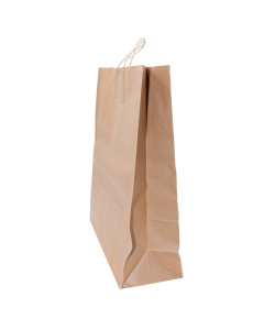 16"x6"x19" 74 LB Weight basis (110 GSM strong) Twisted Handle. Packed in cases. Earth Friendly Paper Bags. Minimum 40% Recycled Content To Meet Most U.S. Recycled Paper Bag Requirements. Strong Twisted Paper Handles. Kraft/Natural Packed 200 /cs