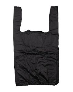 10"X5"X18" 1/8 BBL 13 microns Self Opening Easy Open System Economy Economy Black Plain Embossed T-Shirt Bag Black Packed 1000 /cs