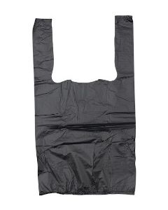 8"X4"X15" 1/10 BBL 14 microns Black Plain Embossed T-Shirt Bag Black Packed 1500 /cs
