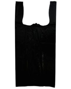 17"X8"X29" 18 microns Strong Jumbo Black Plain T-Shirt Bag Black Packed 400 /cs
