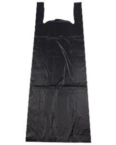 20"X10"X36" 22 microns Heavy Duty Super Jumbo Black Plain T-Shirt Bag Black Packed 200 /cs