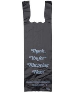 6"X4"X20" 25 microns Heavy Duty 'Thank you" T-Shirt Bag-1 Bottle Liquor Bag Black Packed 1000 /cs