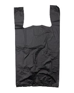 10"X5"X18" 1/8 BBL 30 microns Self Opening Easy Open System Extra Heavy Duty Plain Black T-Shirt Bags Embossed Black Packed 200 /cs