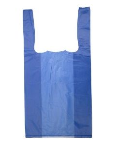 8"X4"X15" 1/10 BBL 14 microns Blue Plain Embossed T-Shirt Bag Blue Packed 1500 /cs