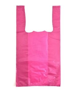 8"X4"X15" 1/10 BBL 14 microns Burgandy Plain Embossed T-Shirt Bag Burgandy Packed 1500 /cs