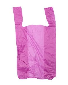 8"X4"X15" 1/10 BBL 14 microns Pink Plain Embossed T-Shirt Bag Pink Packed 1500 /cs