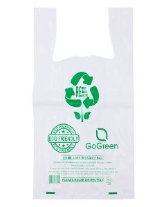 20x10x36" 2.25 mil LDPE White 40% Recycled Reusable T-Shirt Bag 100/cs