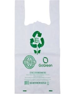 11.5x6.5x21" 2.25 mil LDPE White 40% Recycled Reusable T-Shirt Bag 200/cs