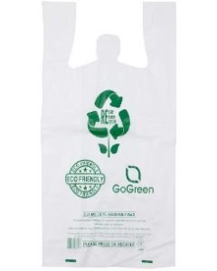10x5x18" 2.25 mil LDPE White 40% Recycled Reusable T-Shirt Bag 300/cs
