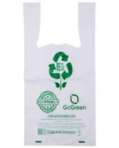 17x8x29" 2.25 mil LDPE White 40% Recycled Reusable T-Shirt Bag 100/cs