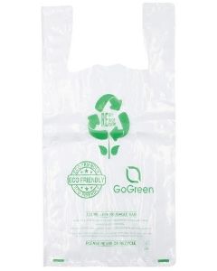 11.5x6.5x21" 3.0 mil White 40% Recycled Reusable T-Shirt Bag 150/cs