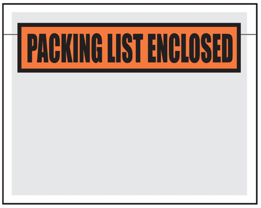 7 x 5.5″ 100% Virgin LDPE Packing List Envelopes 1000 Per Case Side Block Design PACKING LIST ENCLOSED