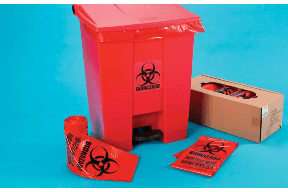 24 x 24″ (7-10 Gallon) 1.3 mil Red with Black Print Bio-Hazard Linear Low-Density Polyethylene Liners LLPD Red Infect/Bio Coreless Packed 500/Case