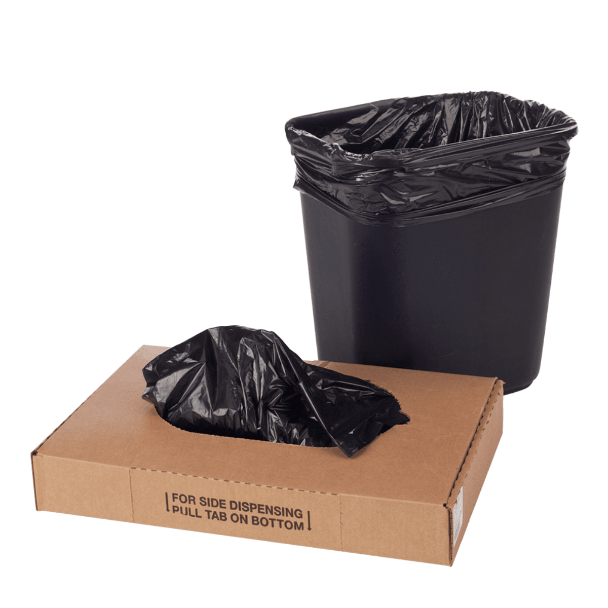 43 x 48″ 56 Gal Glutton 22 Micron Black HDPE Packed 150 per Case on Coreless Rolls