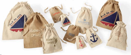 3 x 4″ Canvas or Jute Drawstring Pouches Packed 25/case