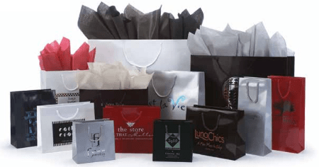 13 x 5 x 10 Gloss Laminated European Shopping Bags Packed 100/case