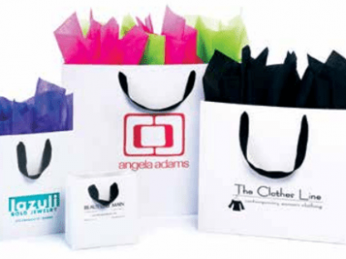 White Kraft Bags with Ribbon Handle 