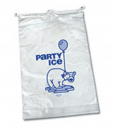 11-1/4″ x 19″ + 2″ 8 lbs 1.4 mil Ice Bag Drawstring Stock Design Packed 500 per Case