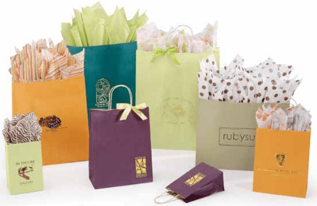 ASPEN (13 x 6 x 15″) Metallic Tints on Kraft Shopping Bags Packed 250/Case
