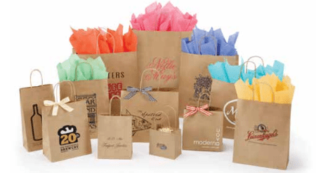 10 x 5 x 13″ 100% Recycled Brown Kraft Paper Bags with Twisted Paper Handles 65# Brown Kraft 105 GSM 250 Per Case <br><a style=