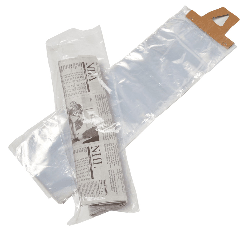 6 x 16 + 1.5″ .4 mil HDPE Newspaper Bag With Hang Hole Packed 2,000/Case
