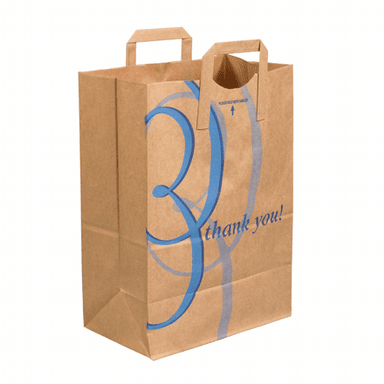 12 x 7 x 17″ Flat Handle Thank You Grocery Bags Packed 300 per Case