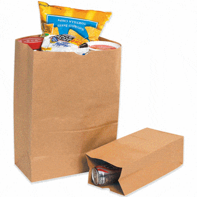 #1/2 (3 x 1 7/8 x 5 7/8_”) Kraft Grocery Bags Packed 500/Case
