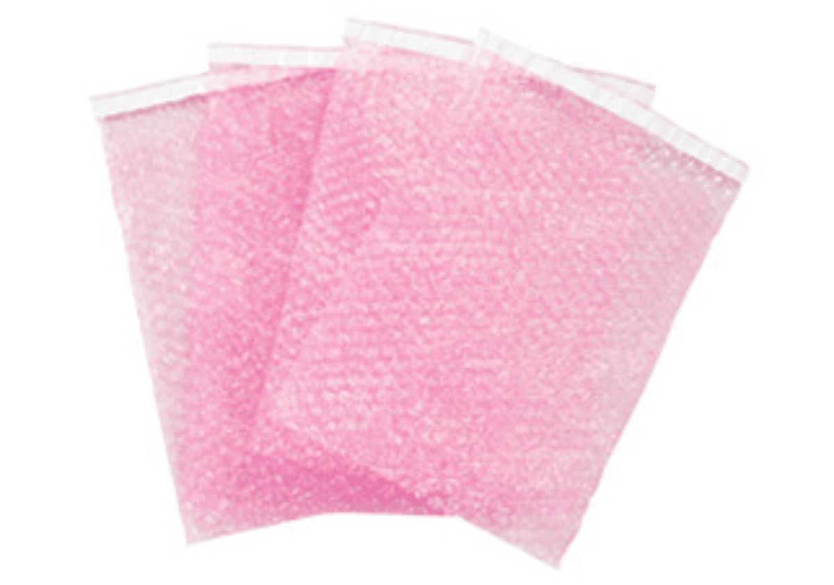 4 x 3 1/2″ Anti-Static Self-Seal Bubble Pouches Packed 1000 Per Case