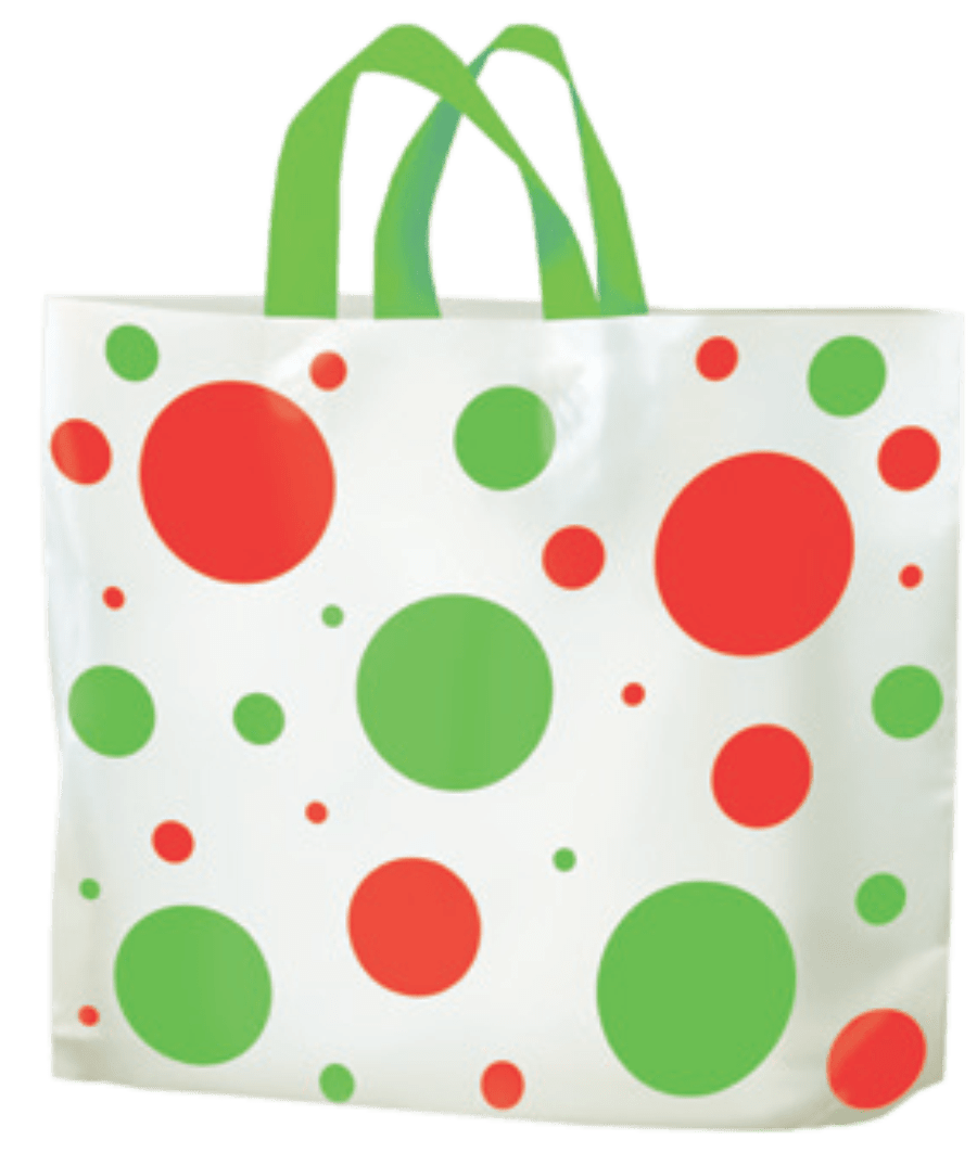 22” x 18” x 8” Ameritote (2.25 HDPE) White With Printed With Holiday Dots Packed 200/case