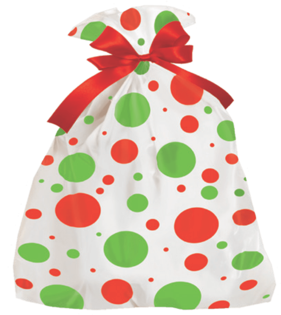 24” x 6” x 42” Jumbo Bag Printed With Holiday Dots Packed 100/case