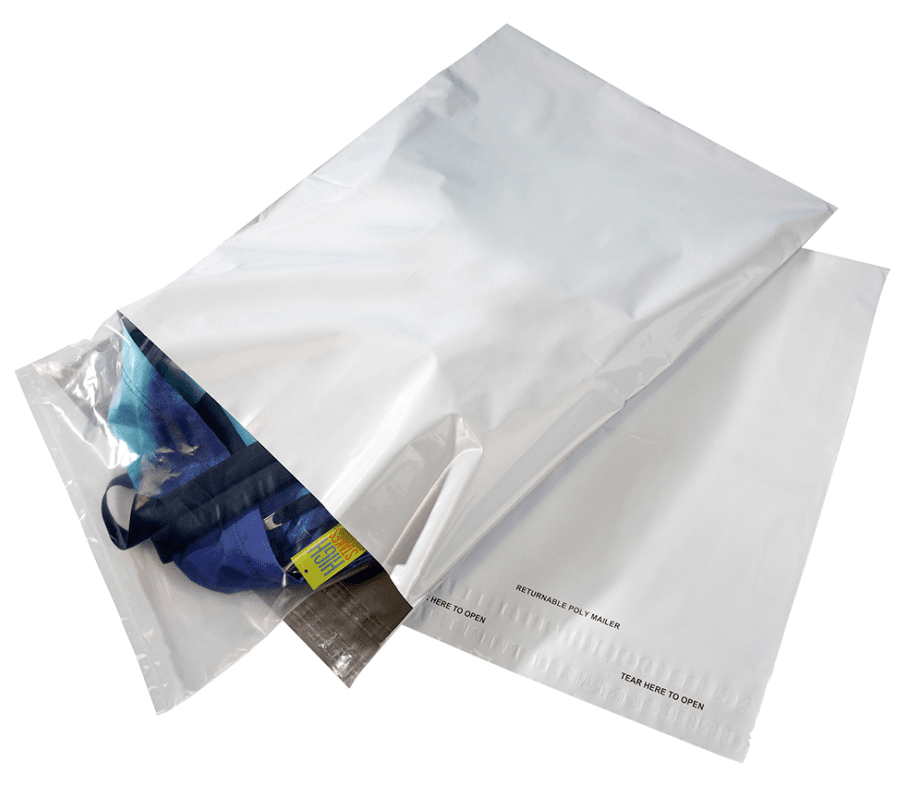 10 x 13″ 2.5 mil White/Silver Coex LDPE Poly Mailer with Perforation Packed 1,000/Case