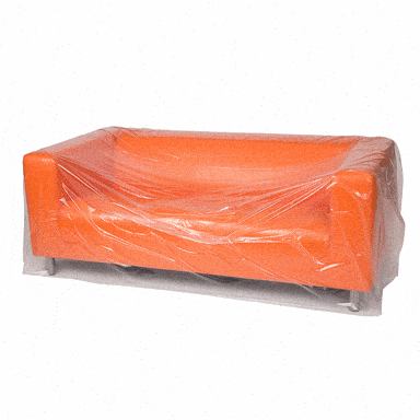 124″ (opening) x 45″ 3 mil HEAVY DUTY Clear LDPE Covers a 90″ Sofa Packed 40/Roll
