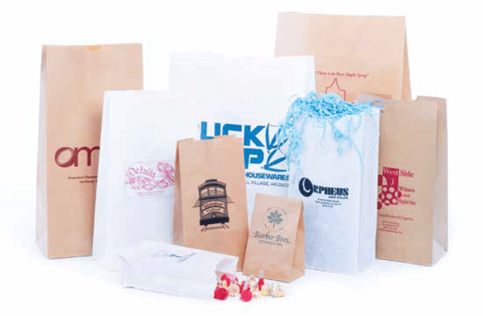 8#  6-1/4 x 3-13/16 x 12-1/2″ Recycled Natural Kraft SOS Paper Grocery Bag Packed 500/case