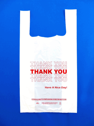 11.5 x 6.5 x 21″ (1/6 BBL) 13 Micron White HDPE Plastic Grocery Bag Printed “Thank You” Packed 1,000/Case