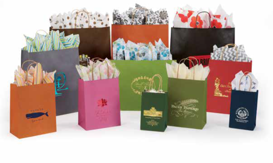 13 x 6 x 15″ (ASPEN) Tints on Kraft Shopping Bags Packed 250/Case